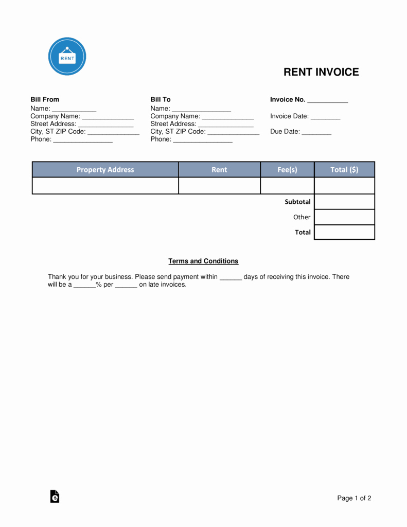 Rent Invoice Template Free Unique Free Rental Monthly Rent Invoice Template Word