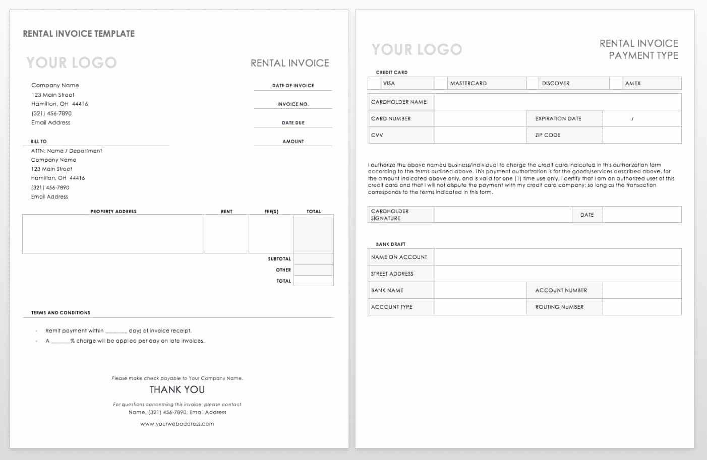 Rent Invoice Template Word Fresh 55 Free Invoice Templates