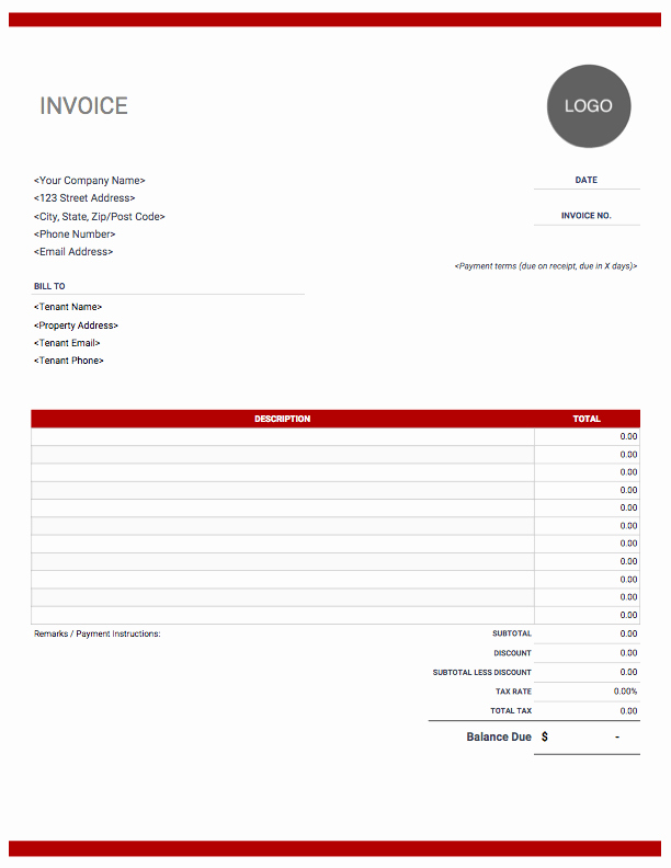 Rent Invoice Template Word Unique Rental Invoice Templates Free Download