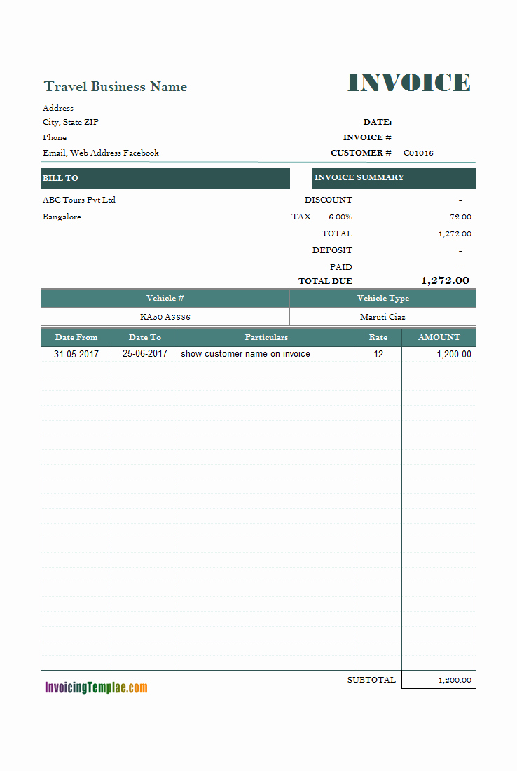 Rental Invoice Template Excel Awesome Car Rental Invoice Sample