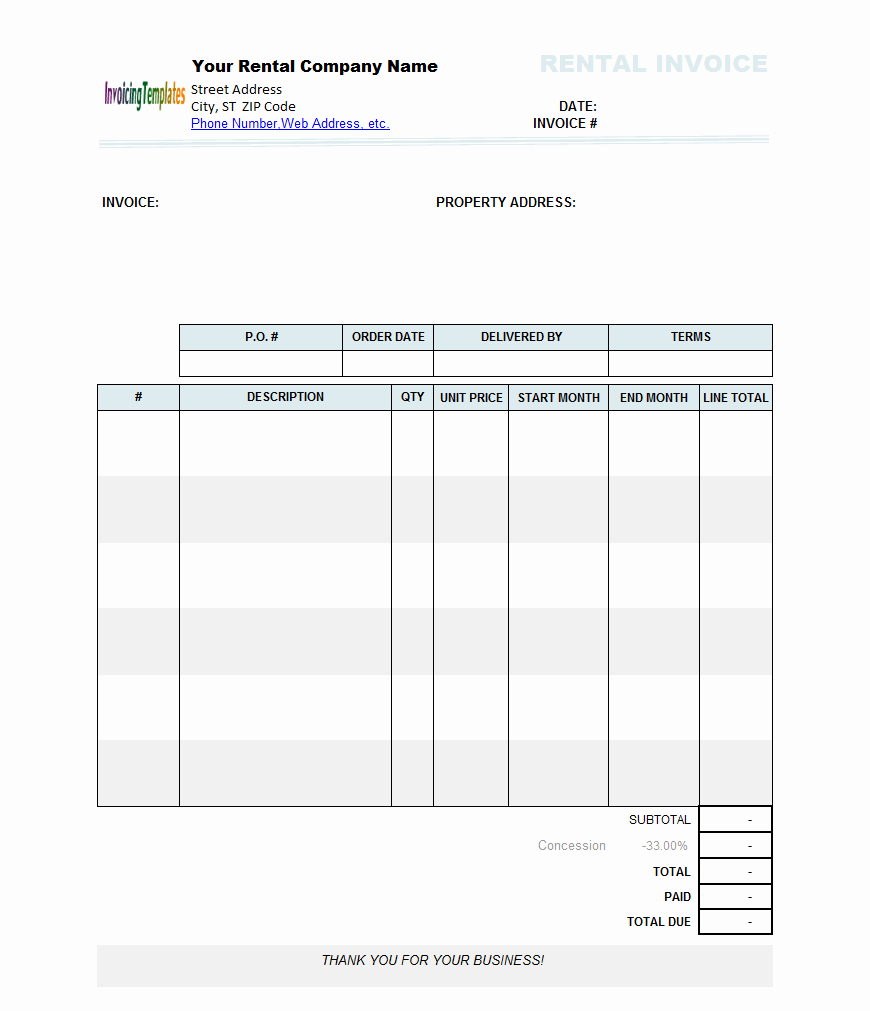 Rental Invoice Template Excel Awesome Rental Invoice Template Excel Trainingable