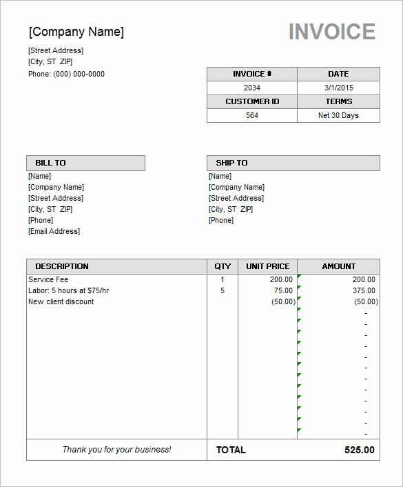 Rental Invoice Template Excel Beautiful Rental Invoice Template Excel