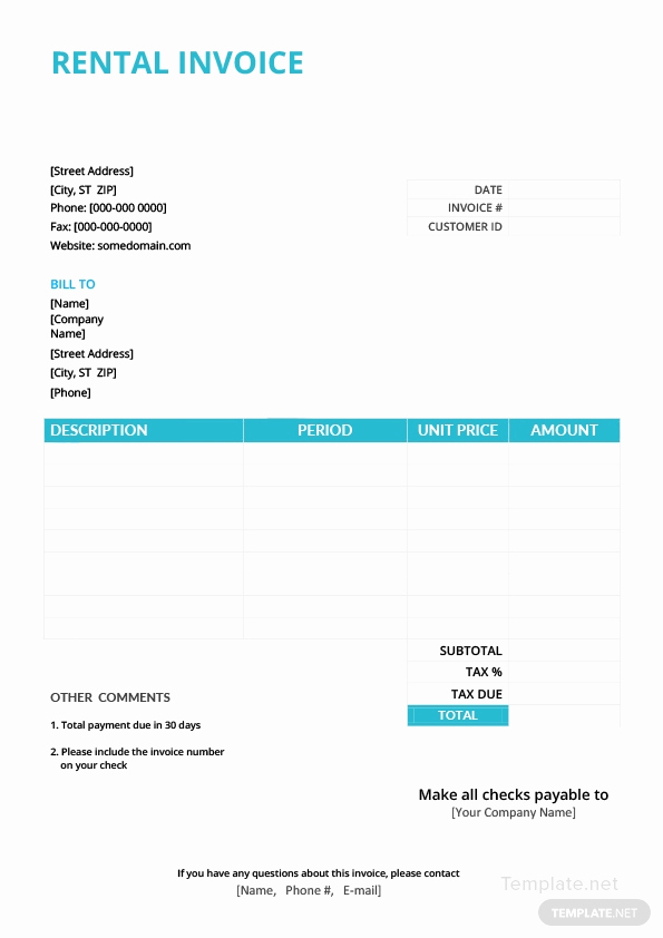 Rental Invoice Template Excel Beautiful Rental Invoice Template In Microsoft Word Excel