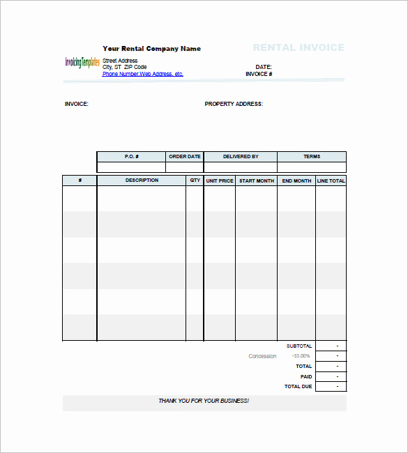 Rental Invoice Template Excel Inspirational Rent Invoices Template – Emmamcintyrephotography
