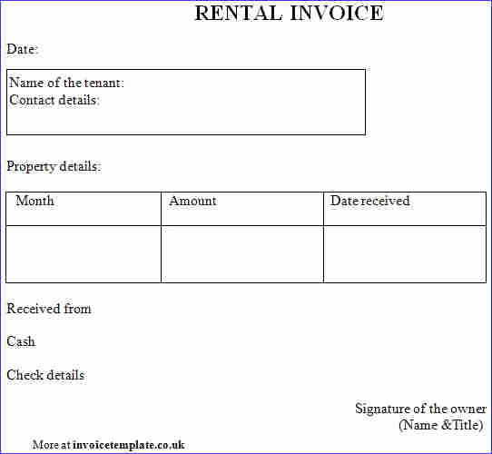 Rental Invoice Template Word Beautiful Rent Invoice format