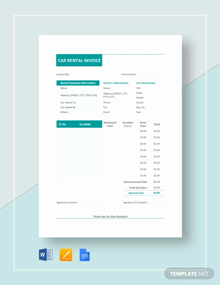 Rental Invoice Template Word Elegant Rental Invoice Template 20 Free Word Pdf Document