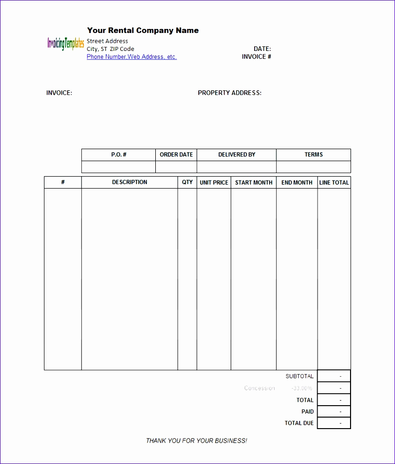 Rental Invoice Template Word Inspirational 8 Invoice Template Excel 2003 Exceltemplates