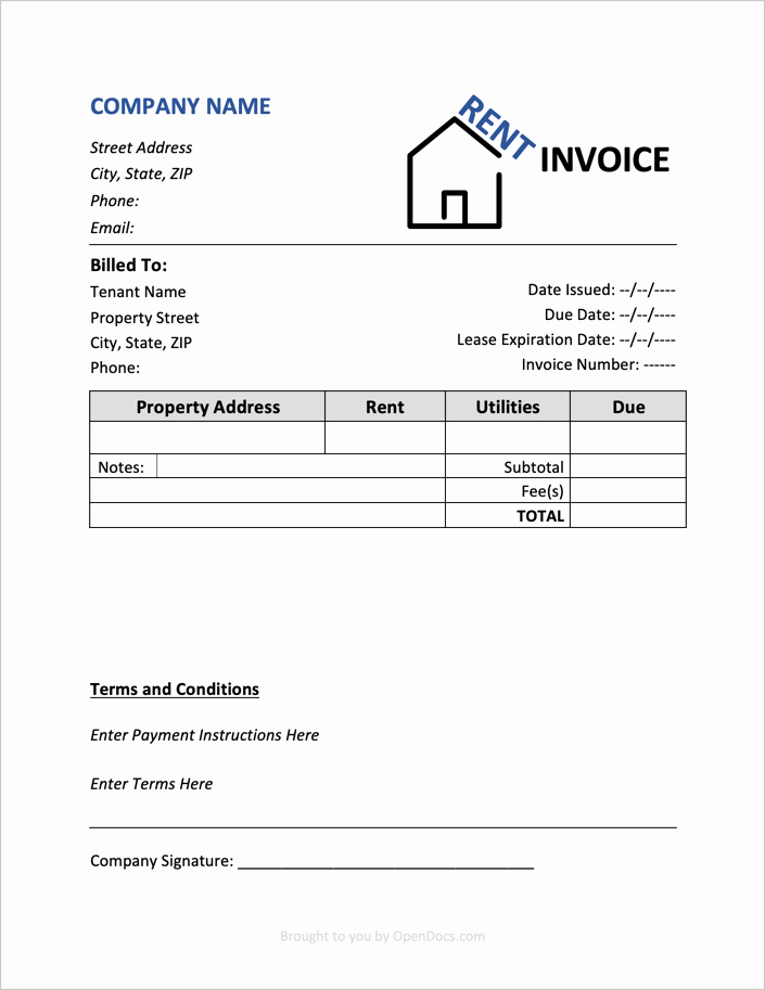 Rental Invoice Template Word Lovely Free Rent Invoice Template Pdf Word