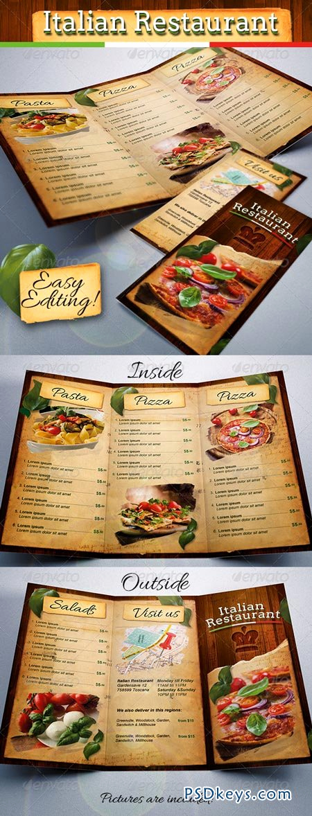 Restaurant Menu Template Free Download Awesome Italian Restaurant Food Menu Template Tri Fold