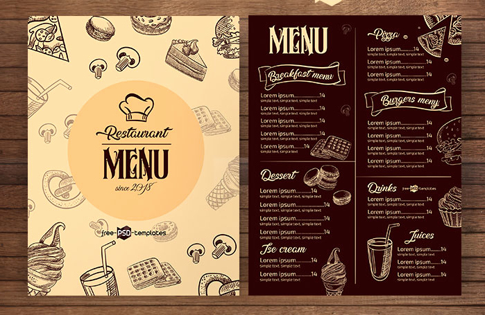 Restaurant Menu Template Free Download Beautiful Free Restaurant Menu Psd Template Wooskins