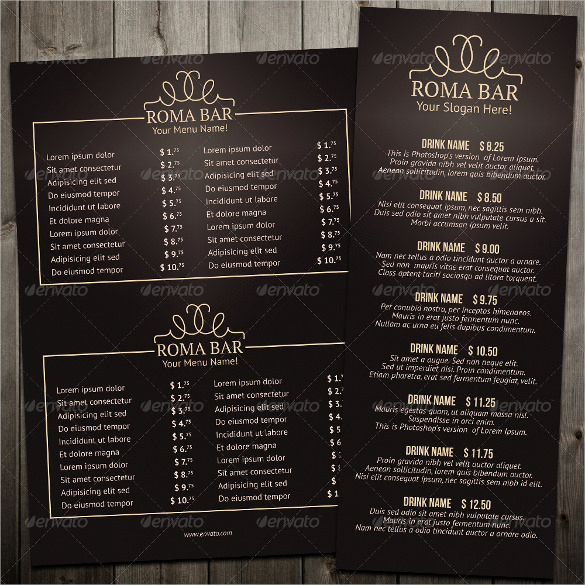 Restaurant Menu Template Free Download Lovely 35 Bar Menu Templates Psd Eps Docs Pages