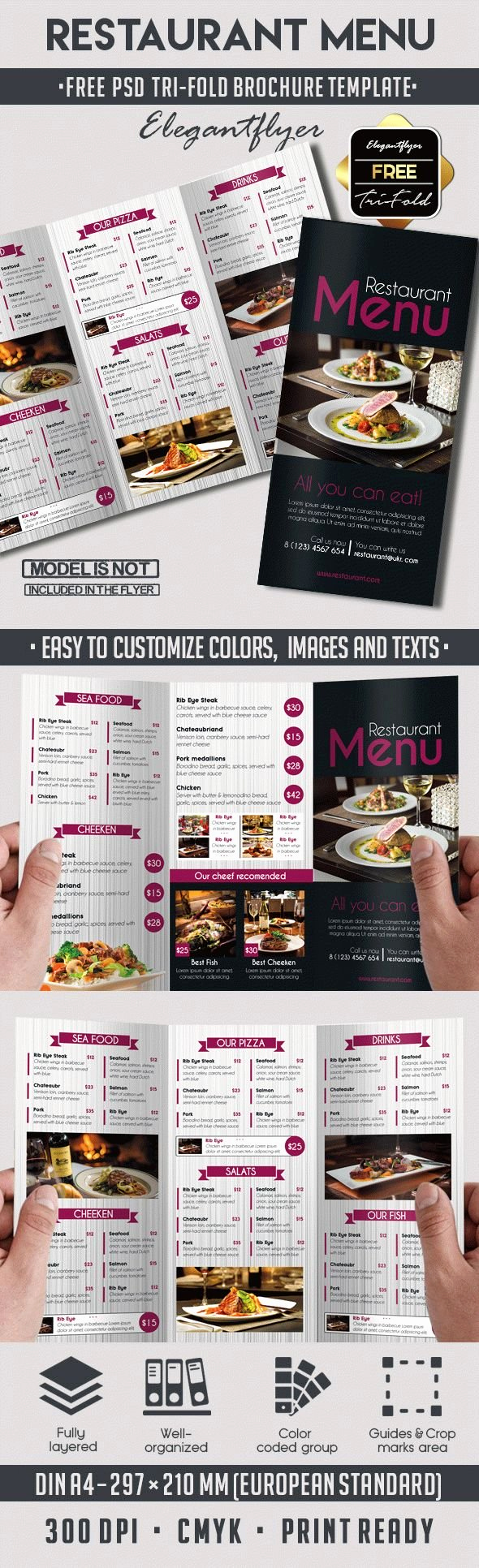 Restaurant Menu Template Psd Luxury Template Brochure for Restaurant – by Elegantflyer