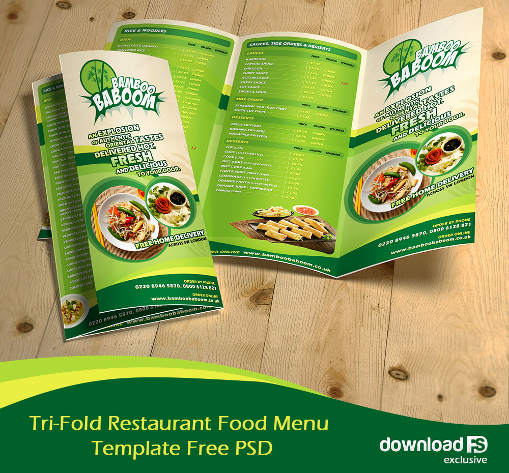 Restaurant Menu Template Psd Unique Free Tri Fold Restaurant Food Menu Template Free Psd at