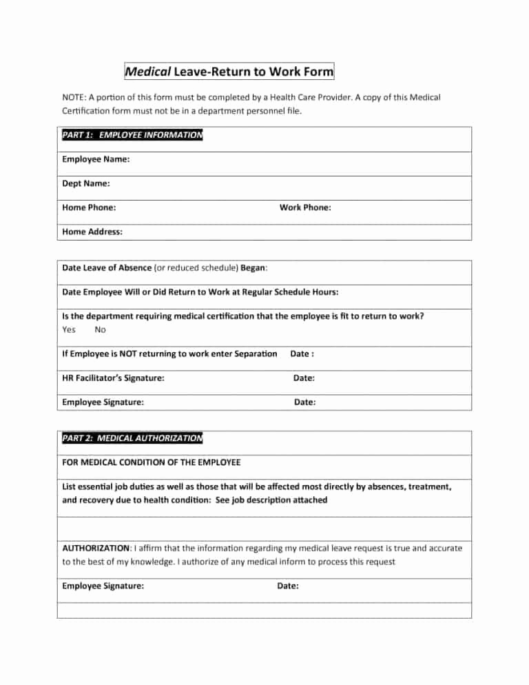 Return to Work Note Template Inspirational 44 Return to Work &amp; Work Release forms Printable Templates