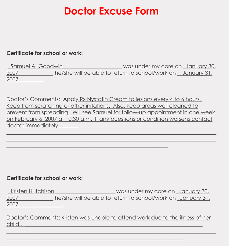 Return to Work Note Template Lovely 36 Free Fill In Blank Doctors Note Templates for Work