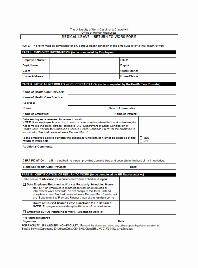 Return to Work Note Template New 49 Best Return to Work [&amp; Work Release forms] Templatelab
