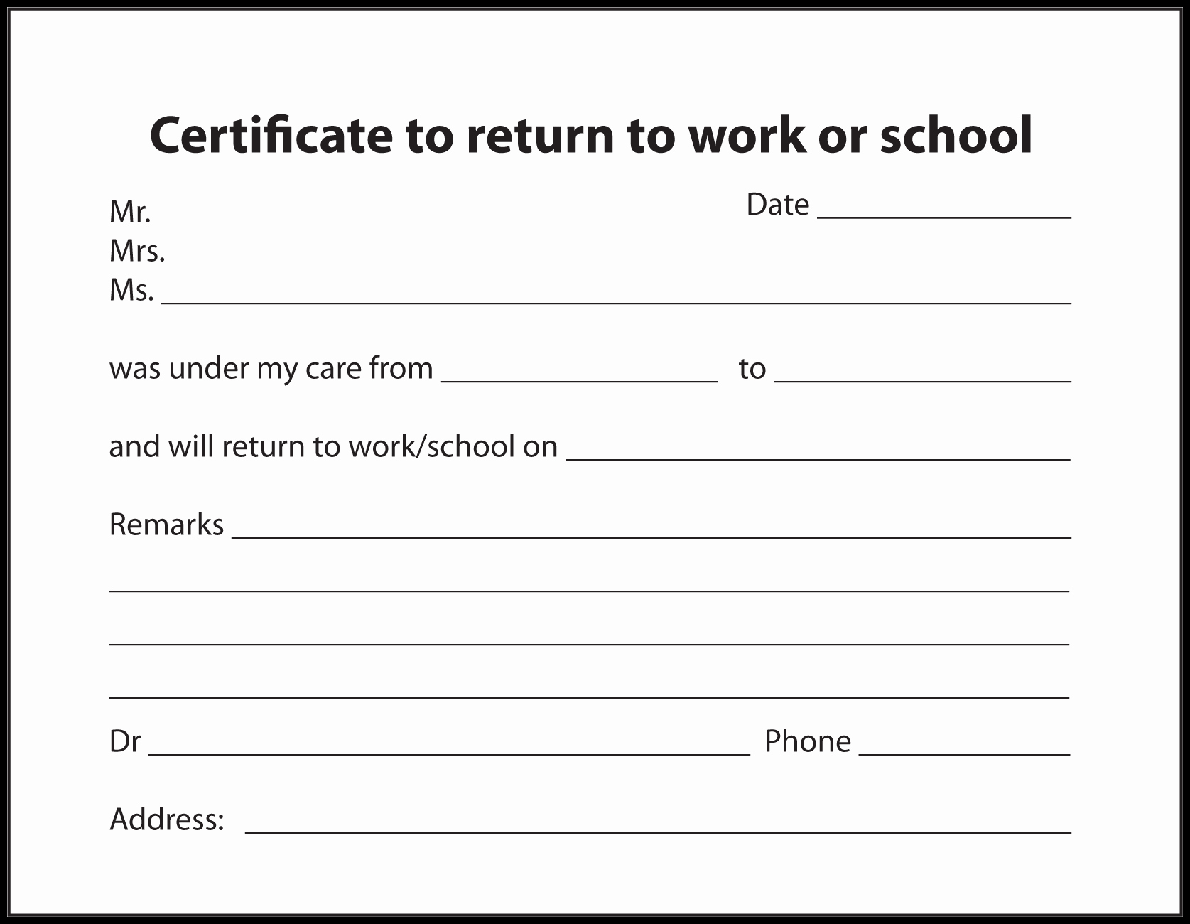 Return to Work Note Template Unique Sample Return to Work Slips