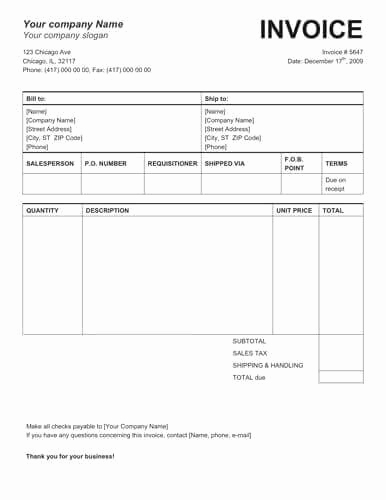 Sales Invoice Template Word Fresh Blank Sales Invoice