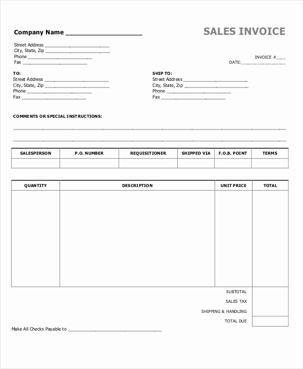 Sales Invoice Template Word Lovely Cash Invoice Template 9 Free Word Pdf Excel format