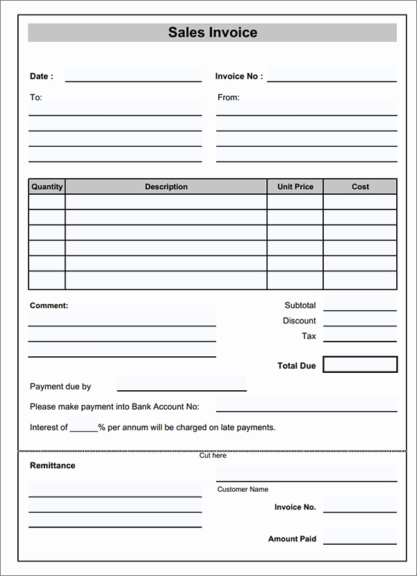 Sales Invoice Template Word Lovely Free 47 Sample Blank Invoice Templates In Word