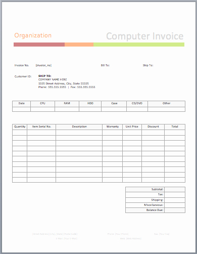 Sales Invoice Template Word Luxury Puter Sales Invoice Template Free Invoice Templates