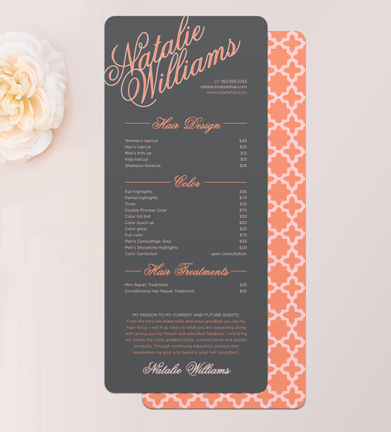 Salon Price Menu Template Best Of Elegant Name Hair Stylist or Barber Services Menu Salon