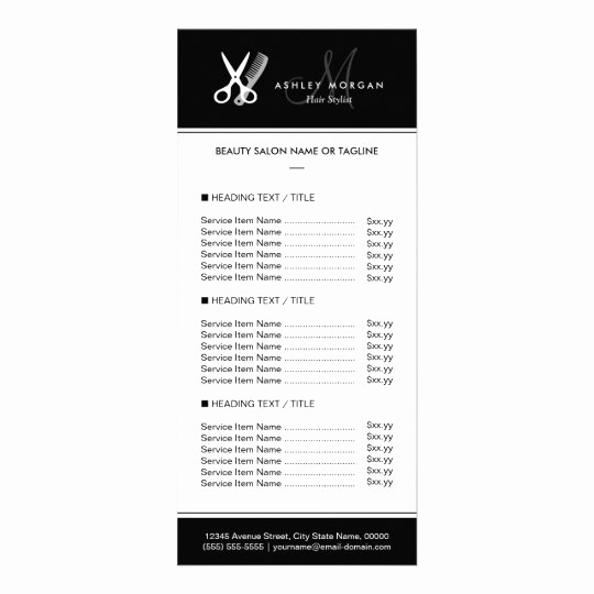 Salon Price Menu Template Best Of Hair Stylist Salon Modern Black White Price Menu