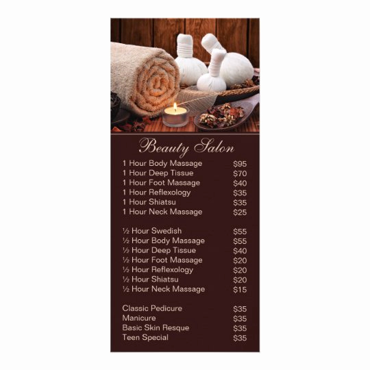 Salon Price Menu Template Fresh Spa Massage Salon Service Menu with Price List