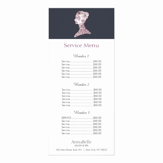 Salon Price Menu Template New Floral Beauty Face Salon Price List Menu