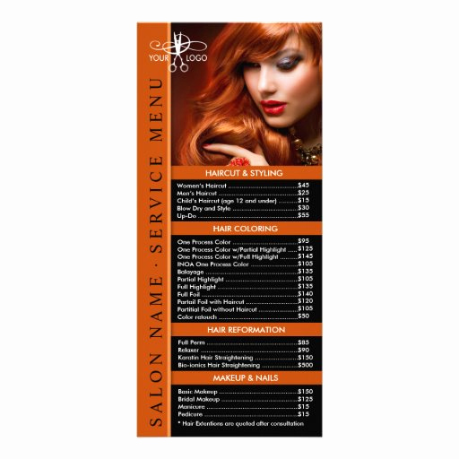 Salon Service Menu Template Beautiful Hair Salon Service Menu Beauty Salon Price List