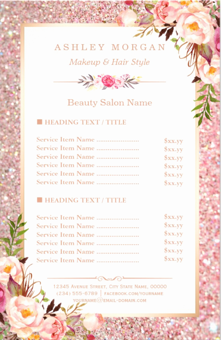 Salon Service Menu Template Elegant 15 Eye Catching Salon Menu Templates Psd Ai