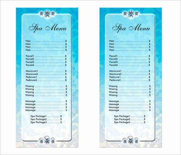 Salon Service Menu Template Lovely 22 Spa Menu Templates Psd Eps