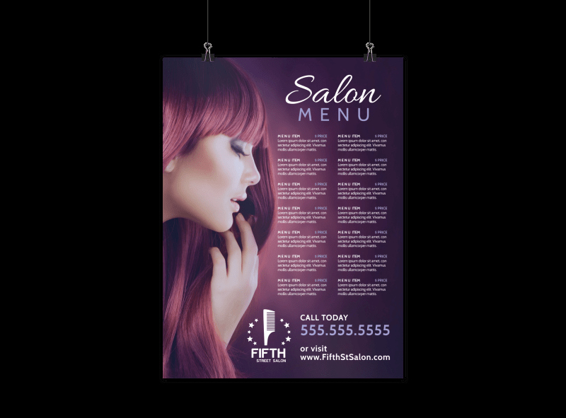 Salon Service Menu Template Lovely Hair Salon Menu Poster Template
