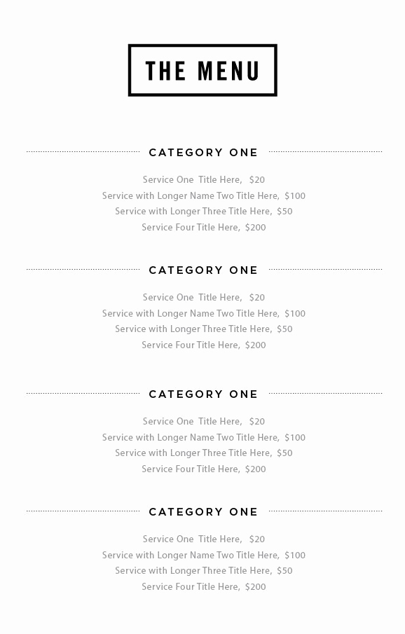 Salon Service Menu Template Luxury 15 Best Service Menu Images On Pinterest