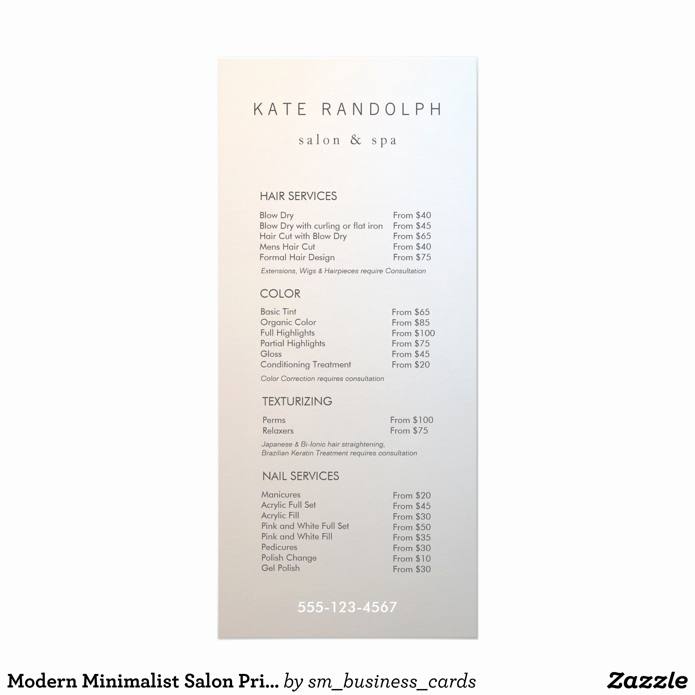 Salon Service Menu Template Luxury Modern Minimalist Salon Price List Service Menu 25 Cards