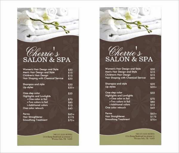 Salon Service Menu Template New 21 Spa Menu Templates Psd Eps