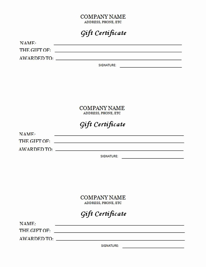 Sample Gift Certificate Template Best Of 3 Up Gift Certificate Free Templates Clip Art &amp; Wording