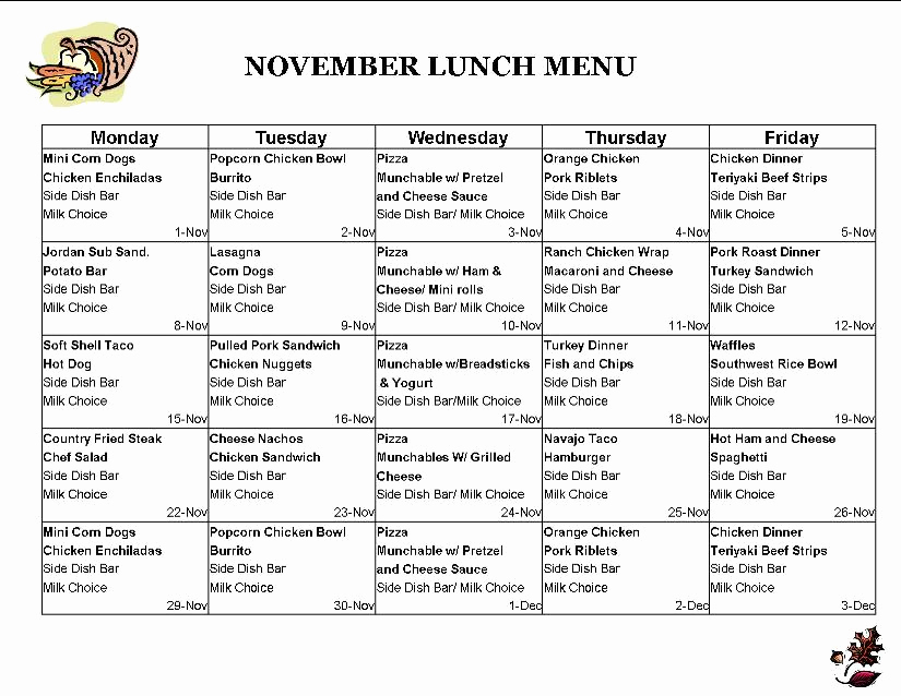 School Lunch Menu Template Best Of School Lunch Menu