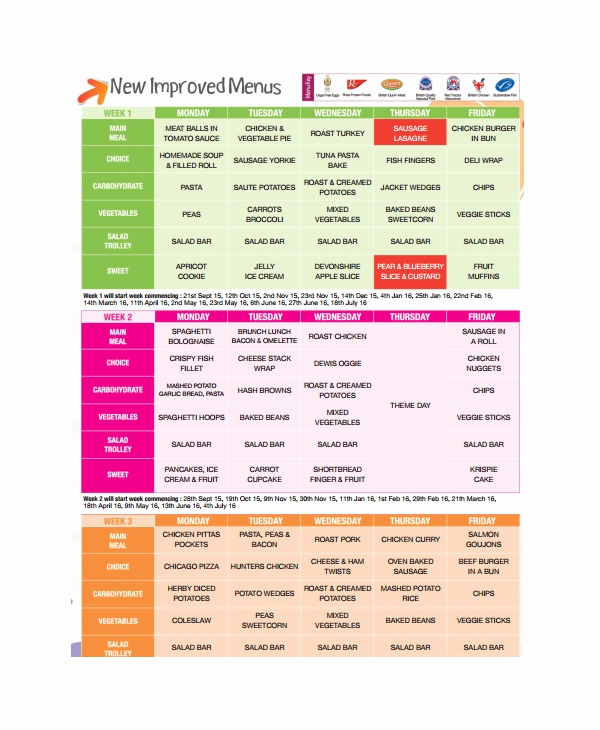 School Lunch Menu Template Elegant 26 School Menu Templates Psd Ai Word