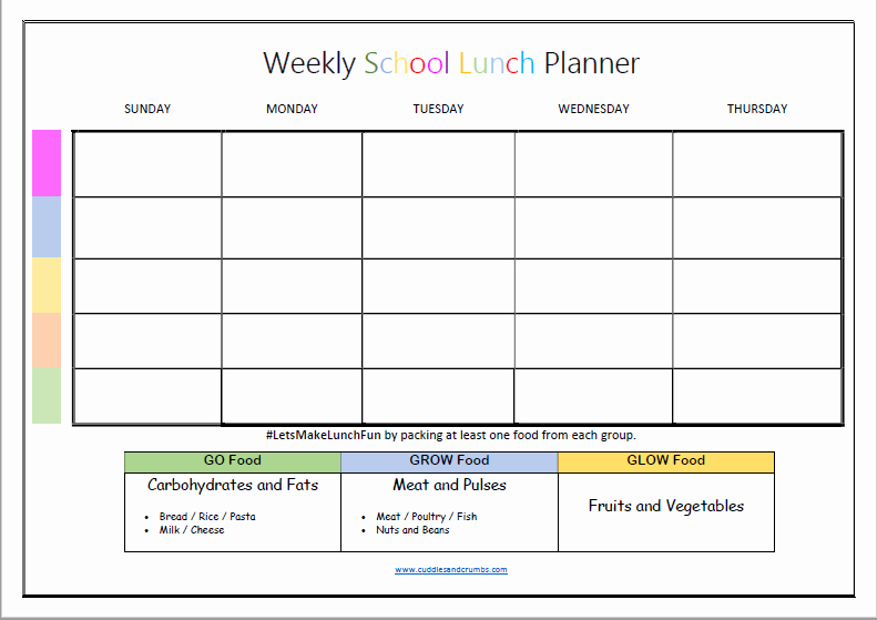 School Lunch Menu Template Lovely Weekly School Lunch Planner