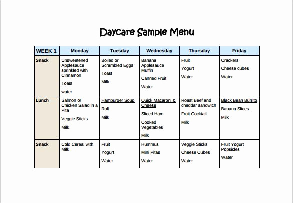 School Lunch Menu Template New 14 Daycare Menu Templates Word Psd Ai