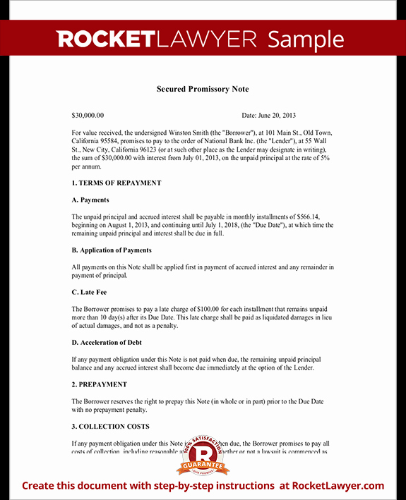 Secured Promissory Note Template Pdf Beautiful Secured Promissory Note Template Free Secured Promissory