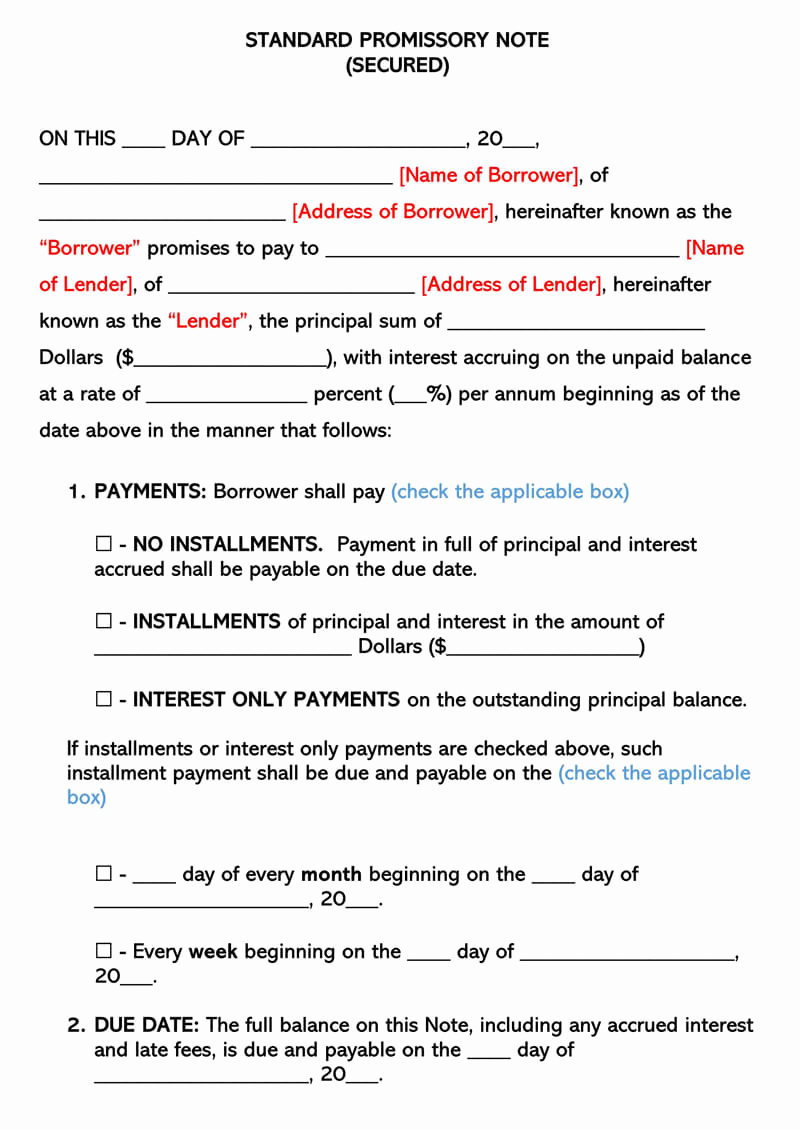Secured Promissory Note Template Pdf Best Of 25 Free Secured Promissory Note Templates Word