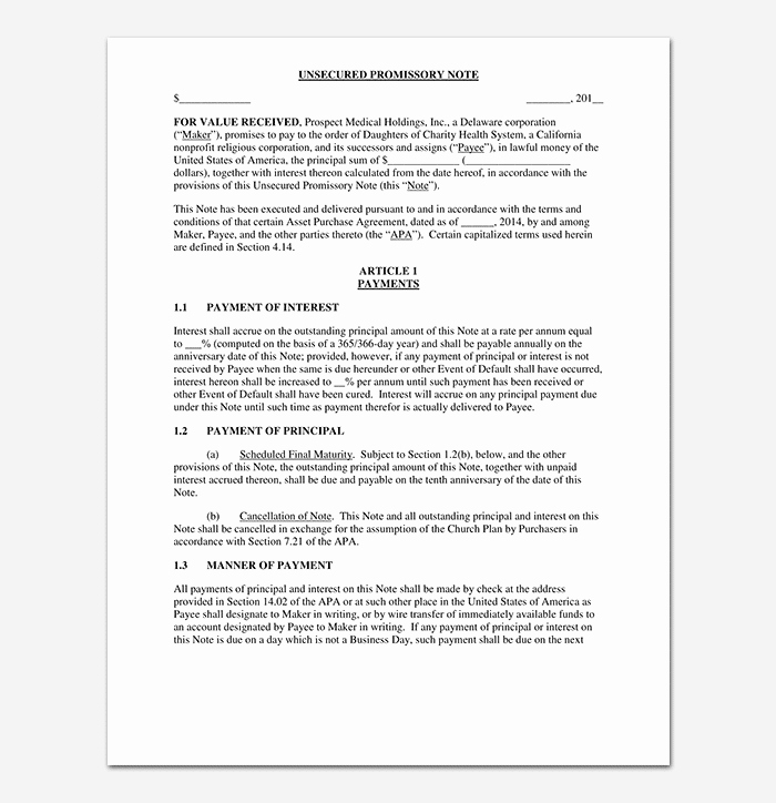 Secured Promissory Note Template Pdf Lovely Promissory Note Template 20 Free for Word Pdf