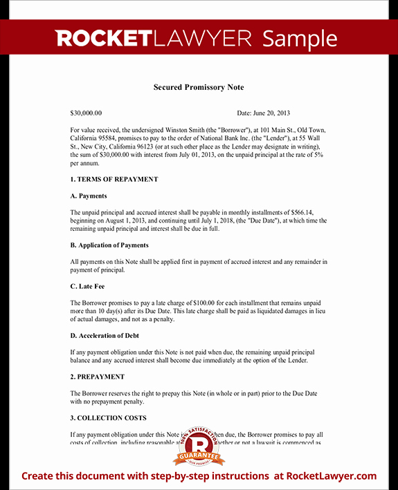 Secured Promissory Note Template Pdf Lovely Secured Promissory Note Secured Loan Agreement