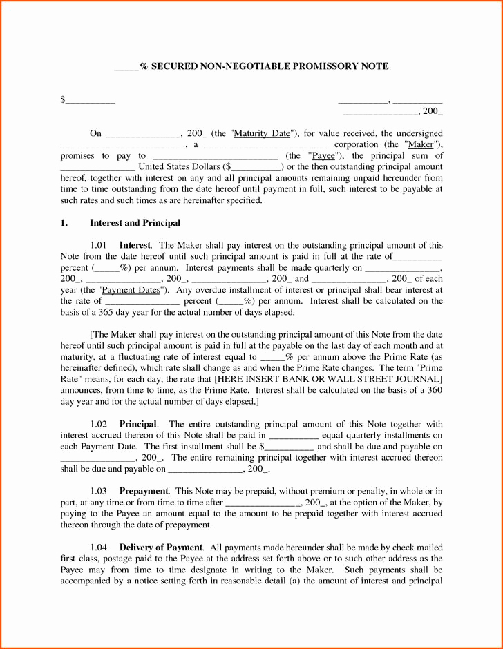 Secured Promissory Note Template Word Beautiful 38 Promissory Note Templates Free Download