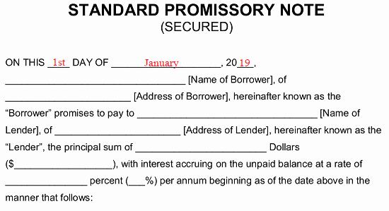 Secured Promissory Note Template Word Beautiful Free Secured Promissory Note Template Word