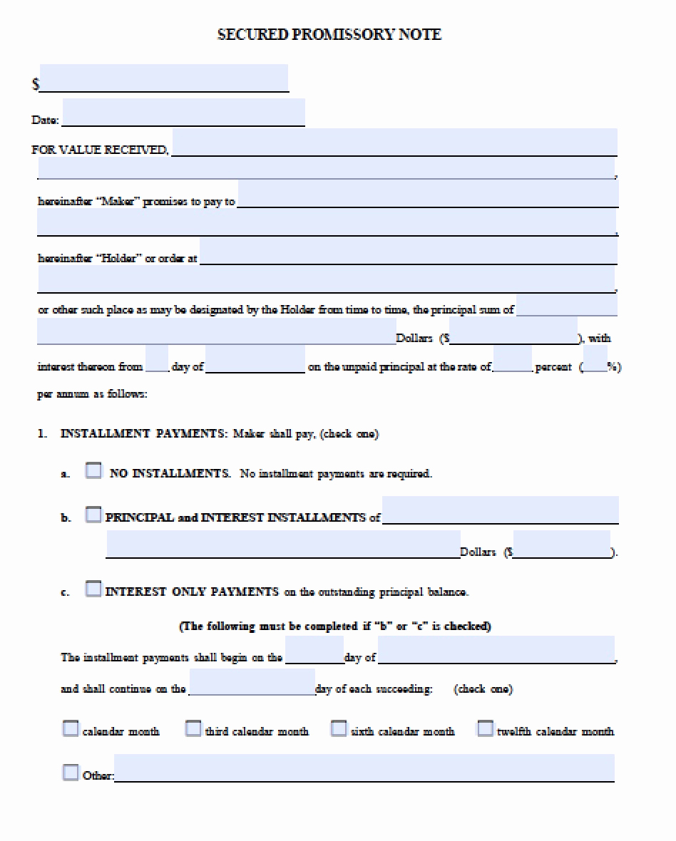 Secured Promissory Note Template Word Best Of Download Secured Promissory Note Template Pdf