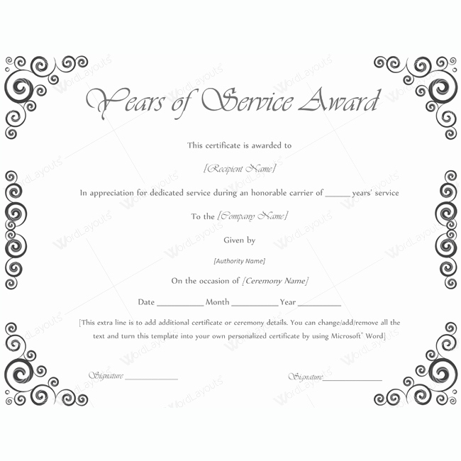 Service Award Certificate Template Elegant Years Of Service Award 04