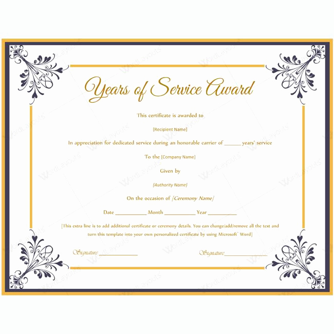 Service Awards Certificates Template Awesome Certificate Templates